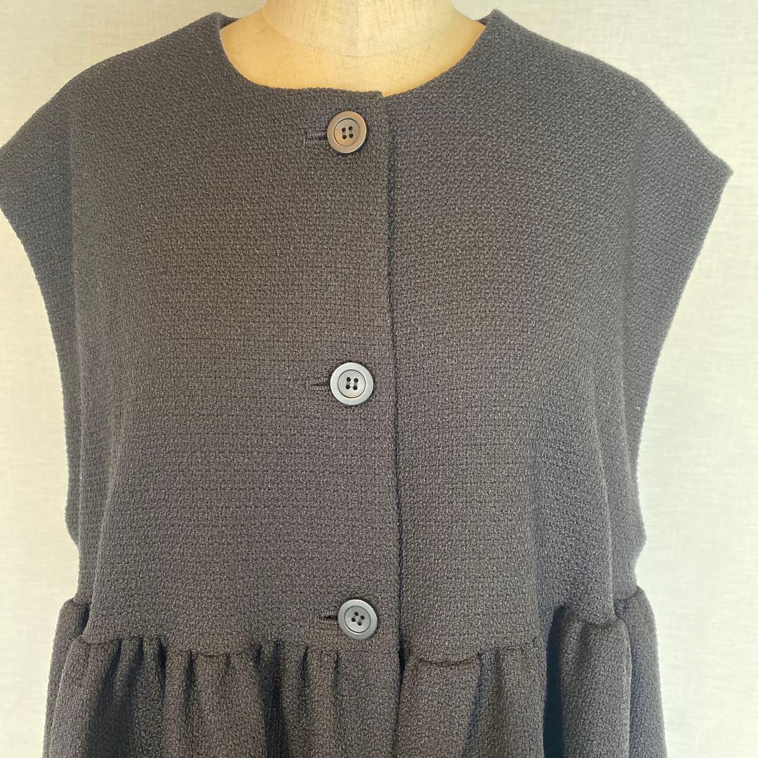 【スー】BEARDSLEY ギャザー ジレ ブラック ベスト