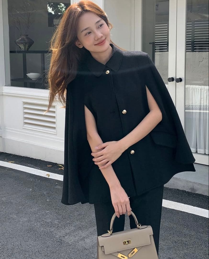 BIRTHDAY BASH ウールケープコート 2WAY ブラック