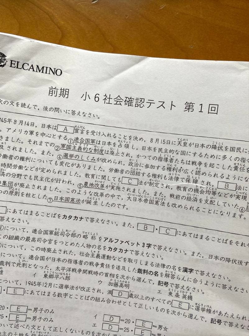 中学受験【エルカミノ】新小6社会テキスト28冊＋確認テスト14部