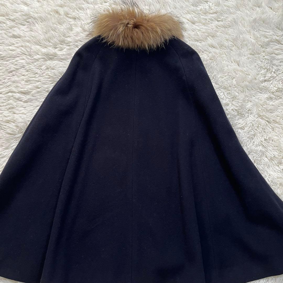 ラクーンファー★ポンチョ コート ユナイテッドアローズ　金ボタン　ウール　S