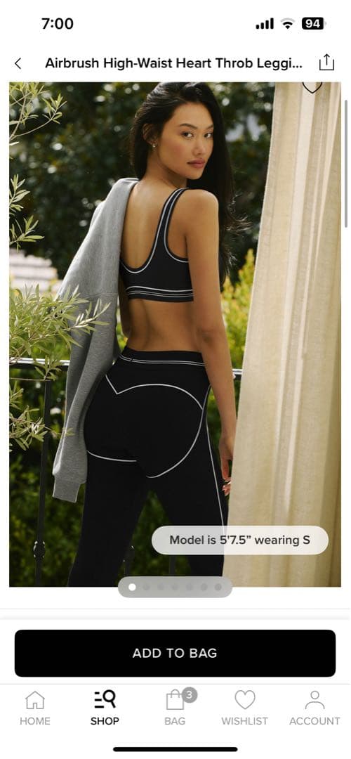 alo ブラック ヨガパンツ ホワイトライン　XS