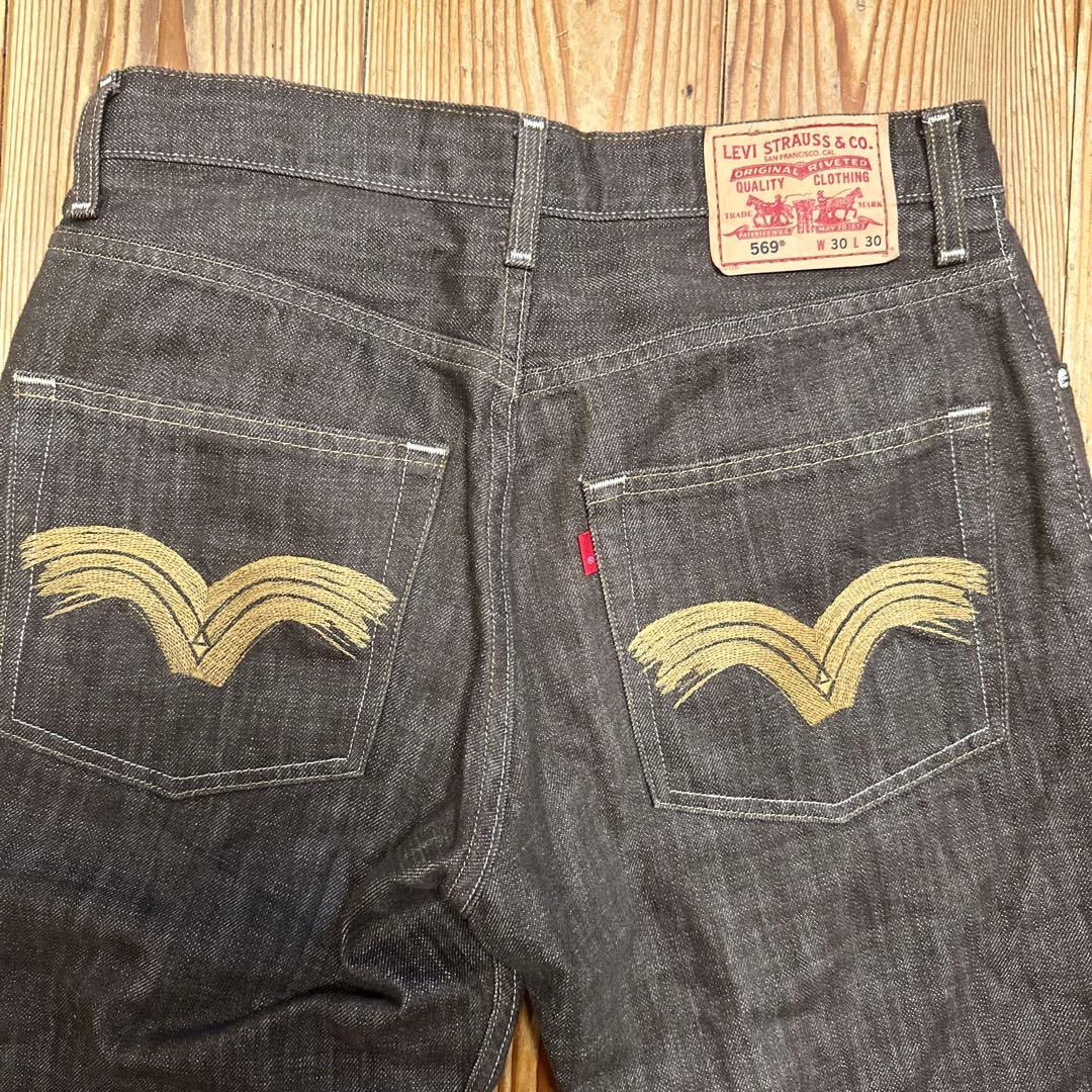 LEVI'S 569 W30 L30 刺繍ブラウンデニム