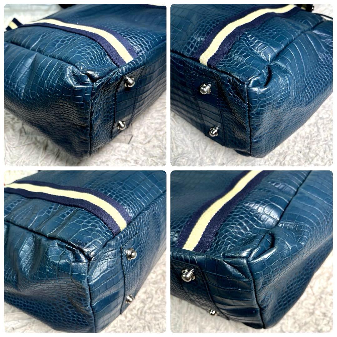 ちびじゅん様　オロビアンコ　トートバッグ　クロコ型押し　ネイビー　大容量ビジネス