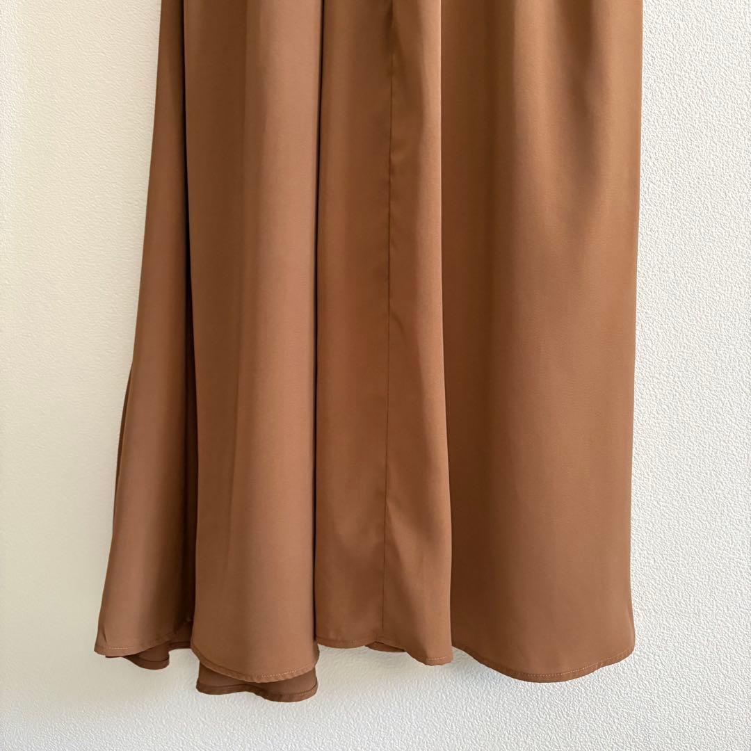 Ameri FLARE LAP DETAIL DRESS ベージュ　M