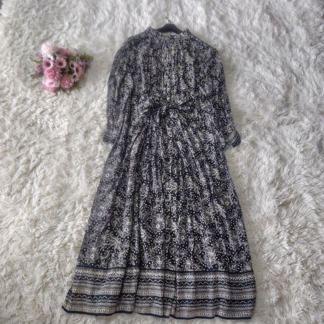 【極美品♡近年モデル】ヌキテパ　エスニックプリントフロントオープンドレス　黒