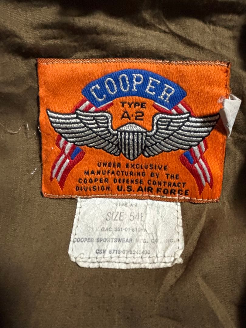 【ヴィンテージ】90s COOPER製 A-2 レザージャケット
