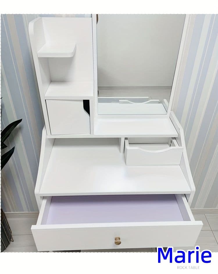 コンパクトかわいいドレッサー フレンチナチュラルスタイル ミラーライト付き女性用