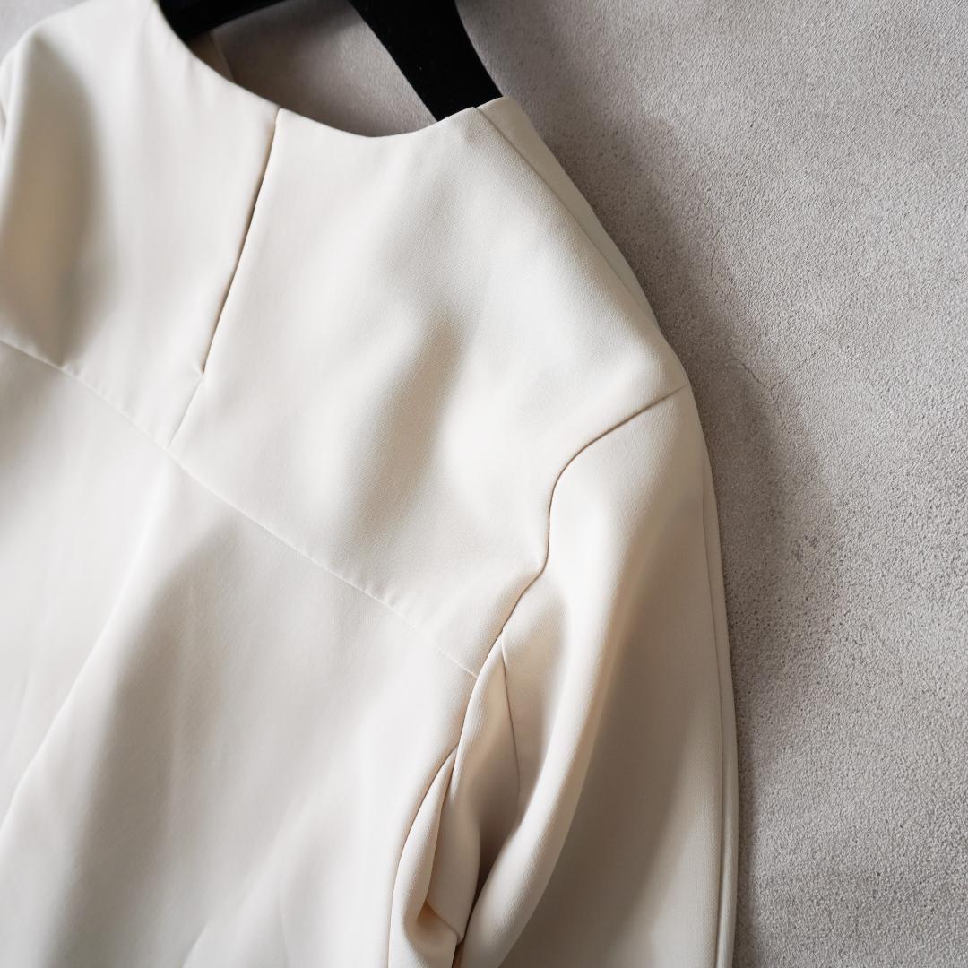 TOMORROWLAND ダブルクロス クルーネックプルオーバー ライトベージュ