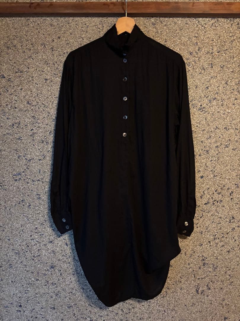 ANN DEMEULEMEESTERシャツワンピース 黒 レーヨン 変形