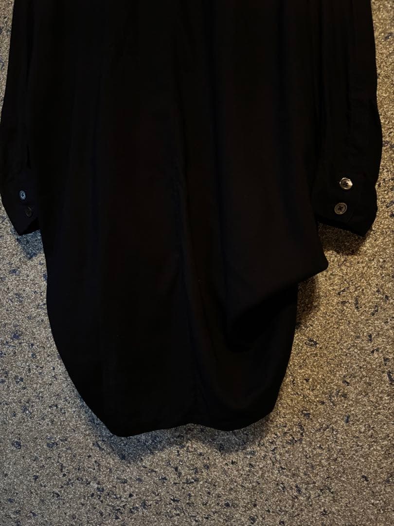 ANN DEMEULEMEESTERシャツワンピース 黒 レーヨン 変形