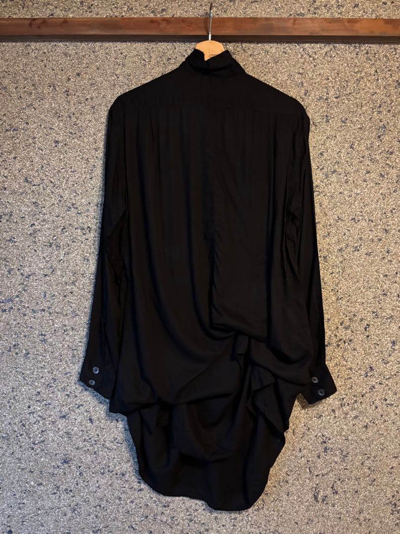 ANN DEMEULEMEESTERシャツワンピース 黒 レーヨン 変形