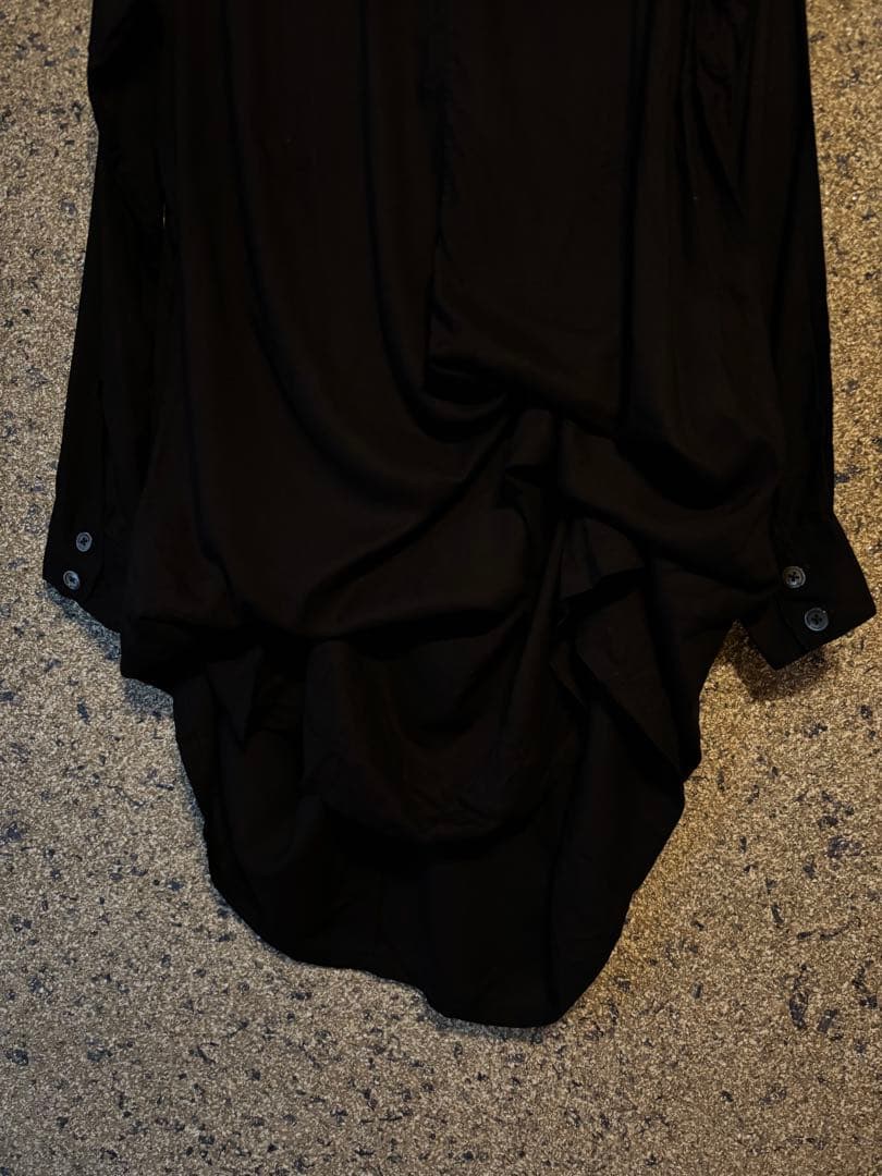 ANN DEMEULEMEESTERシャツワンピース 黒 レーヨン 変形