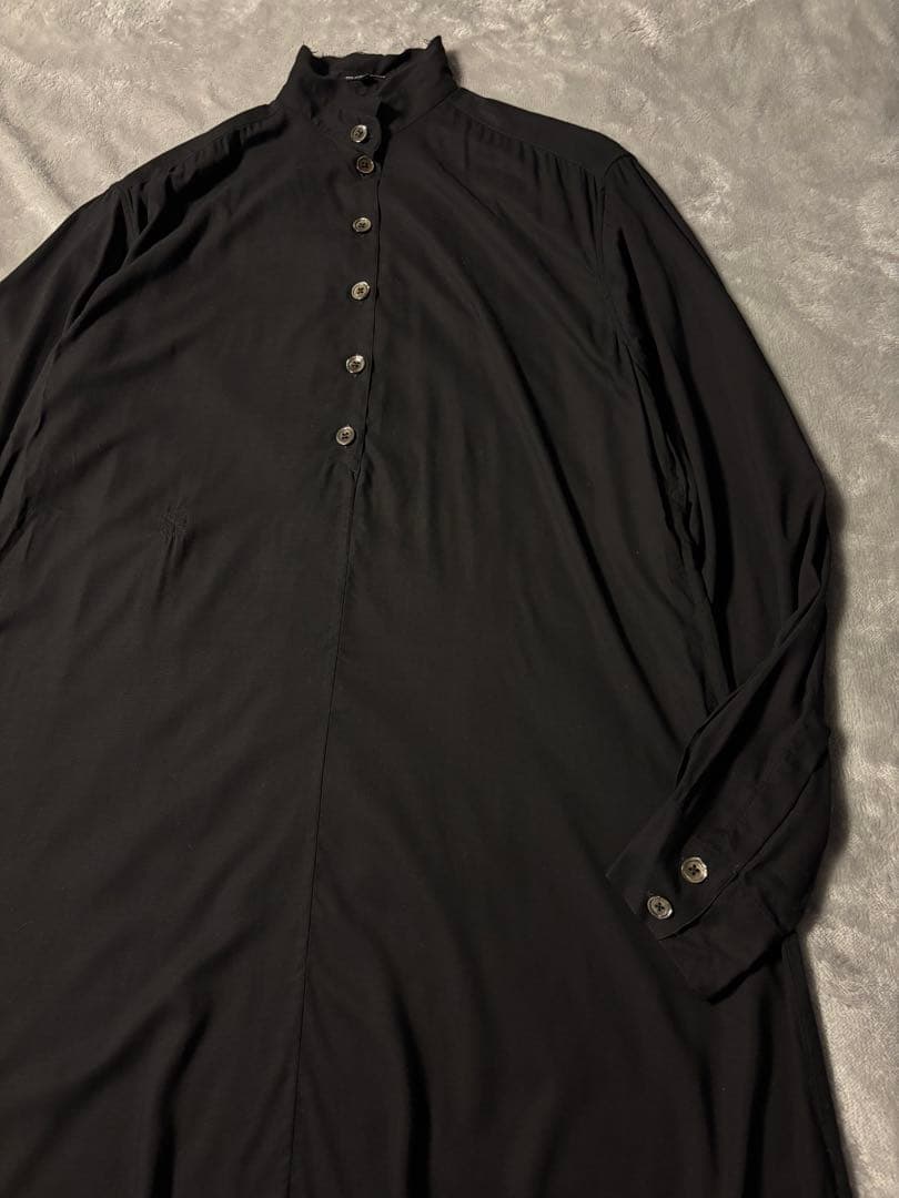 ANN DEMEULEMEESTERシャツワンピース 黒 レーヨン 変形