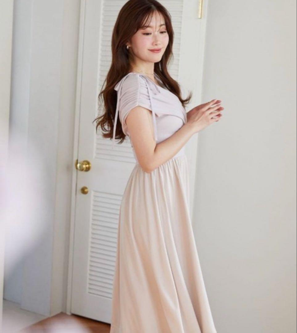 【新品】Her lip to Gathered Bicolor Dress　M