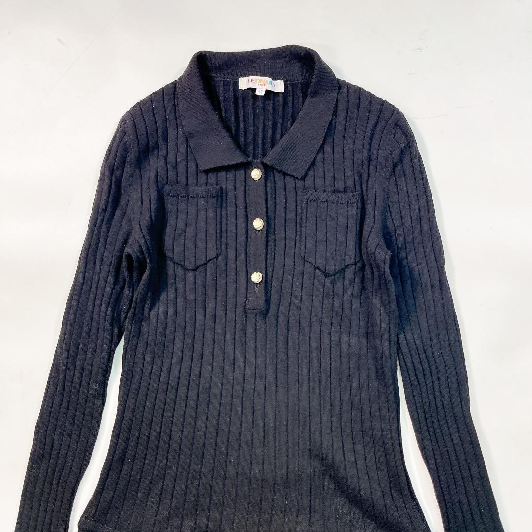 レオナールスポーツ ニット ワンピース 黒 40 L ポロニット