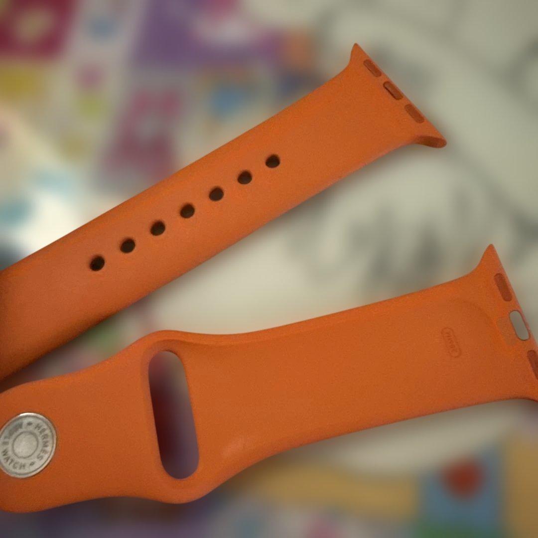 装着僅美品Apple Watch エルメス　オレンジ　スポーツバンド　38/40