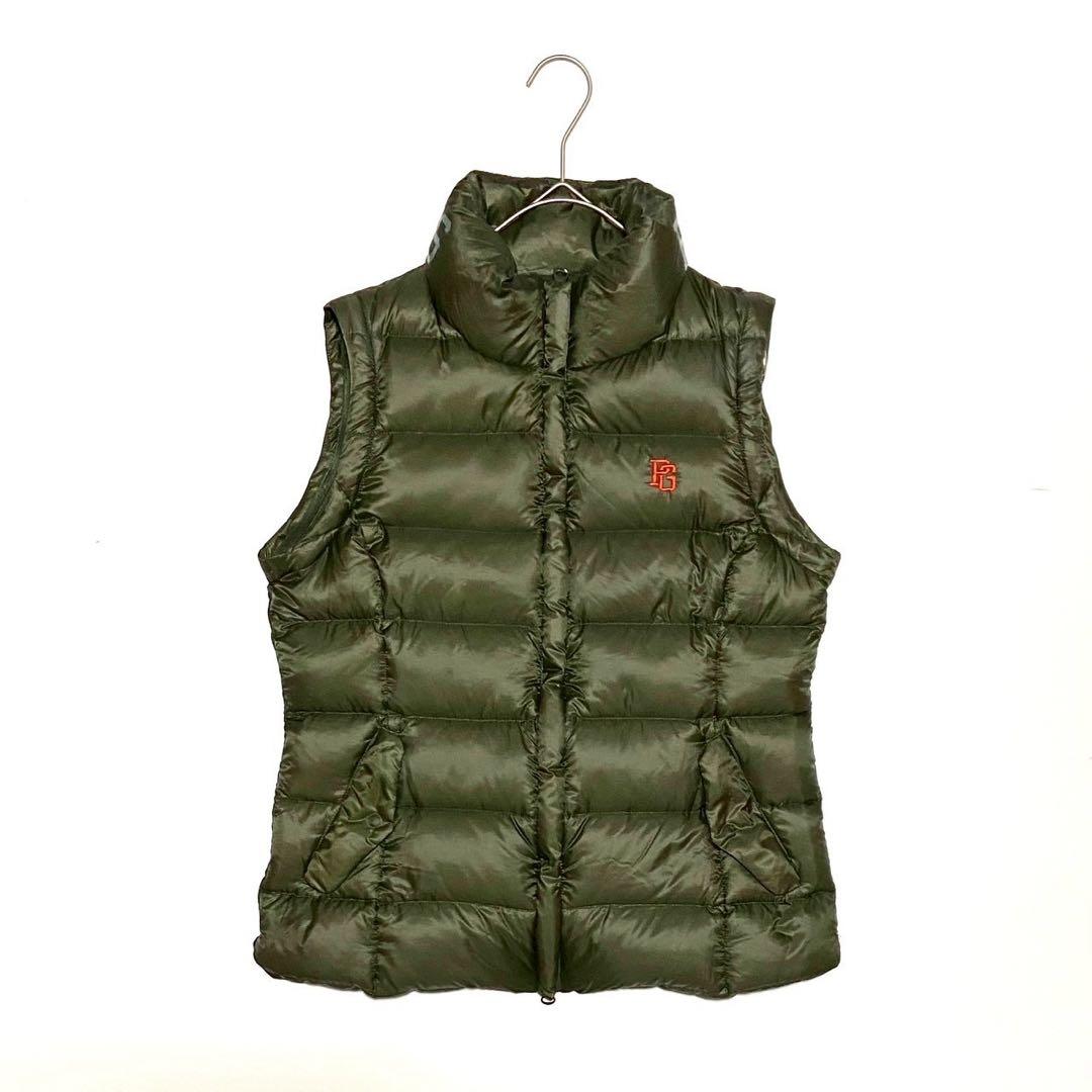 美品 パーリーゲイツ ダウンジャケット アウター ゴルフウェア カーキ 袖取外し