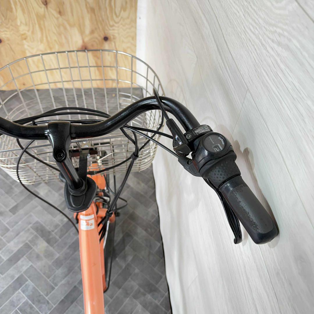 オレンジ 電動アシスト自転車 シティタイプ