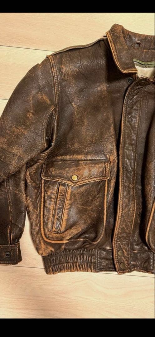 短丈 レザージャケット 本革 ブラウン