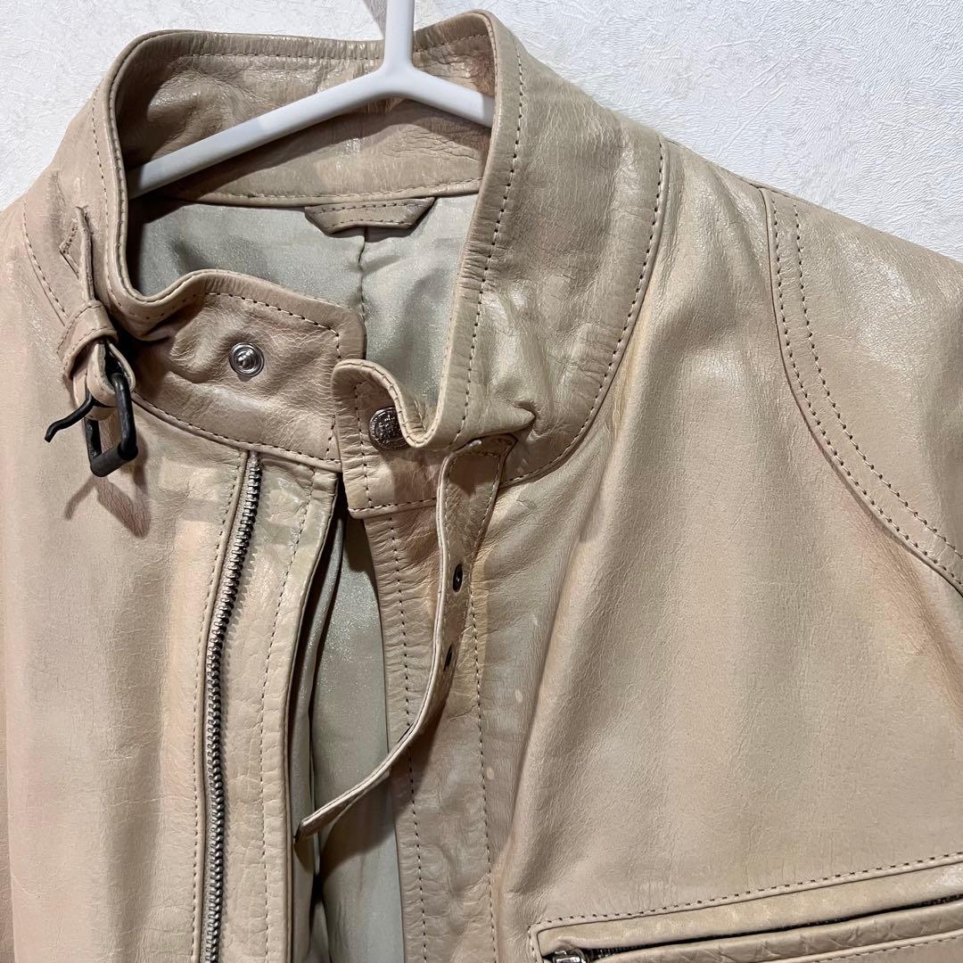 on board Lサイズ 牛革 レザージャケット　ベージュ　未使用　長期保管品