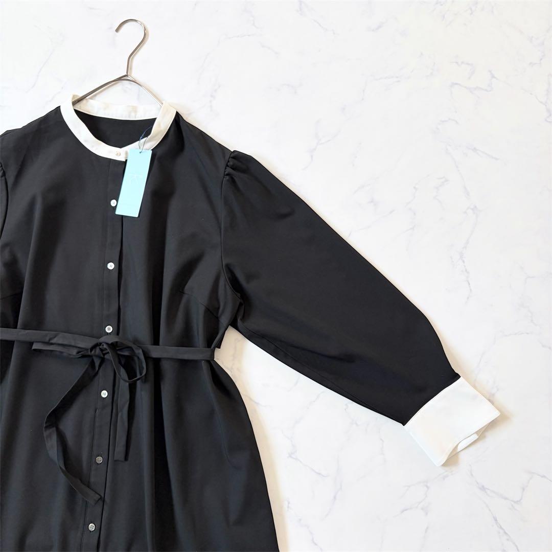 【新品】組曲L 大きいサイズ ウーステッドライククロス シャツワンピース