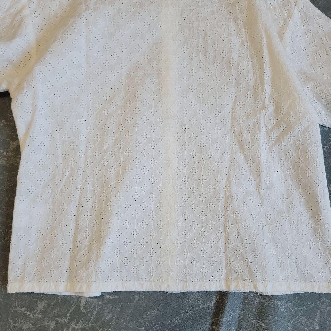 サリースコット カットワーク刺繍ブラウス 綿100％ M バンドカラー