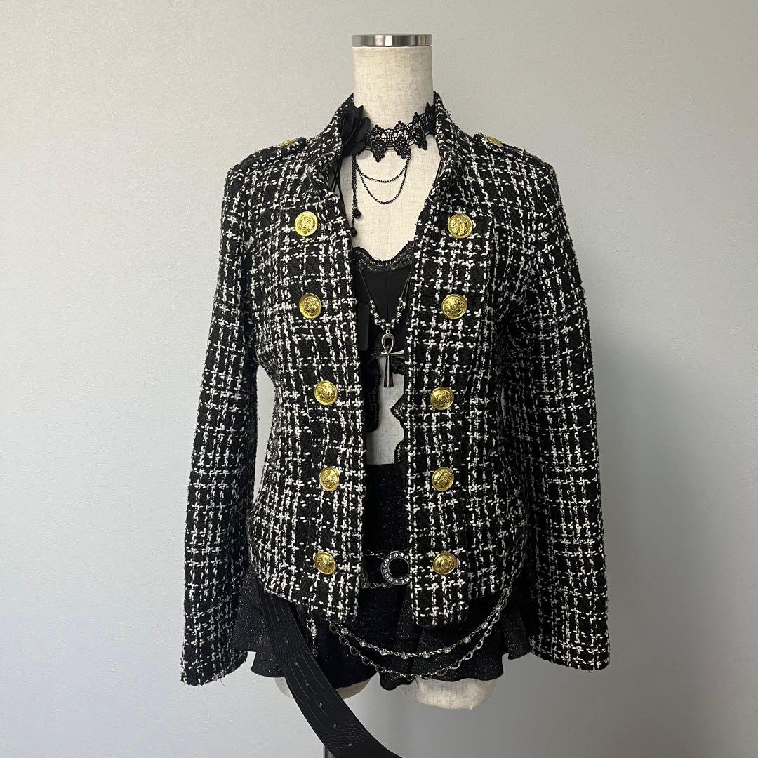 ナポレオン ジャケット ツイード ダークコア y2k 海外ガール ゴシック 軍服