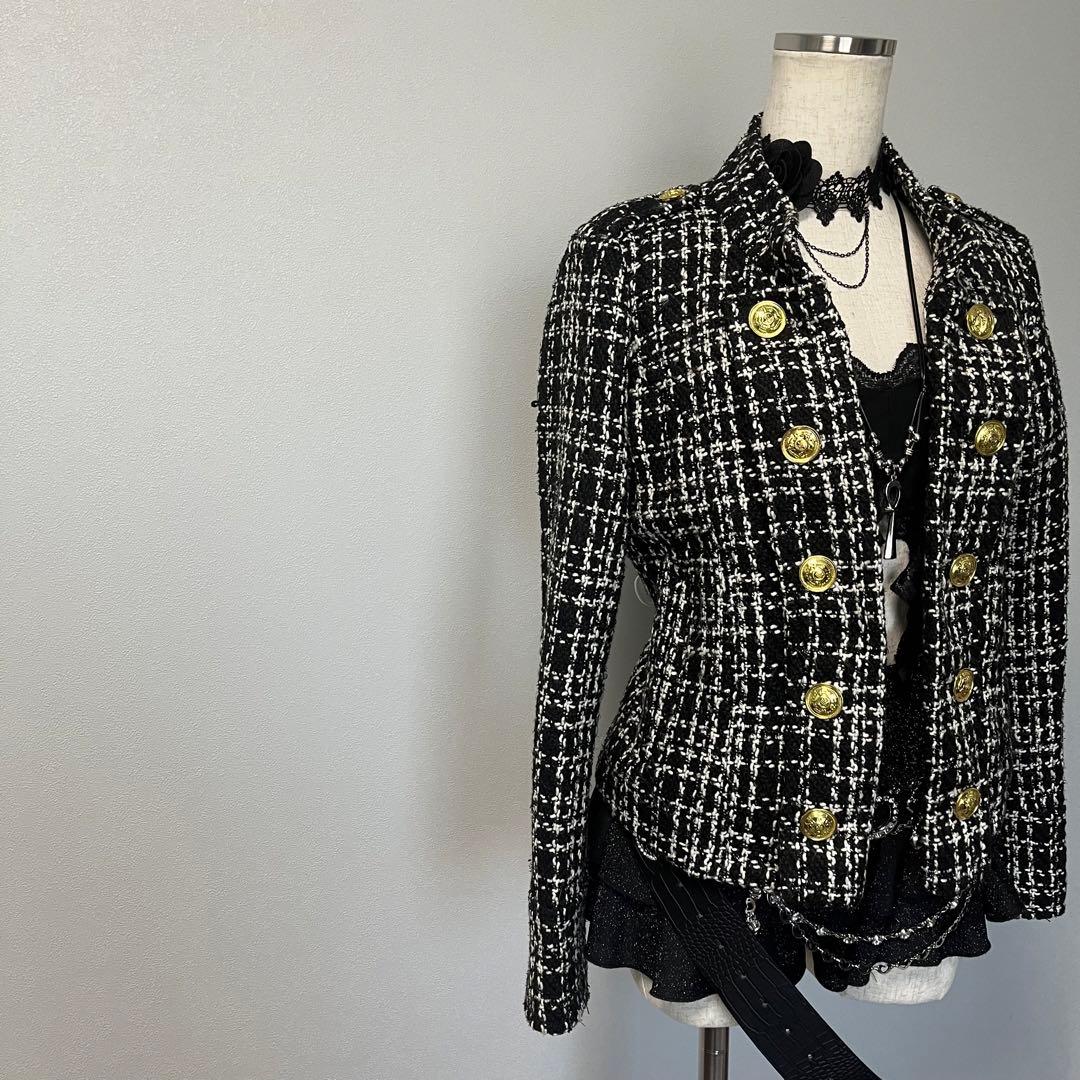 ナポレオン ジャケット ツイード ダークコア y2k 海外ガール ゴシック 軍服