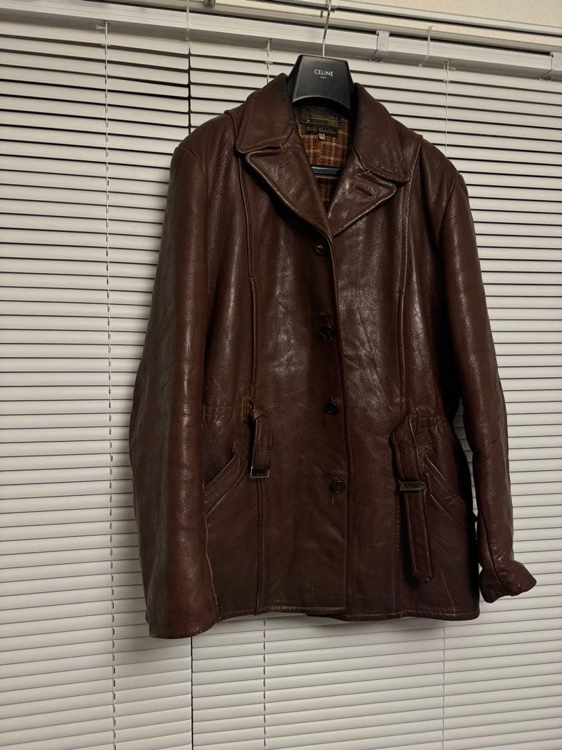 50s レザー　ヴィンテージ　カーコート　ブラウン