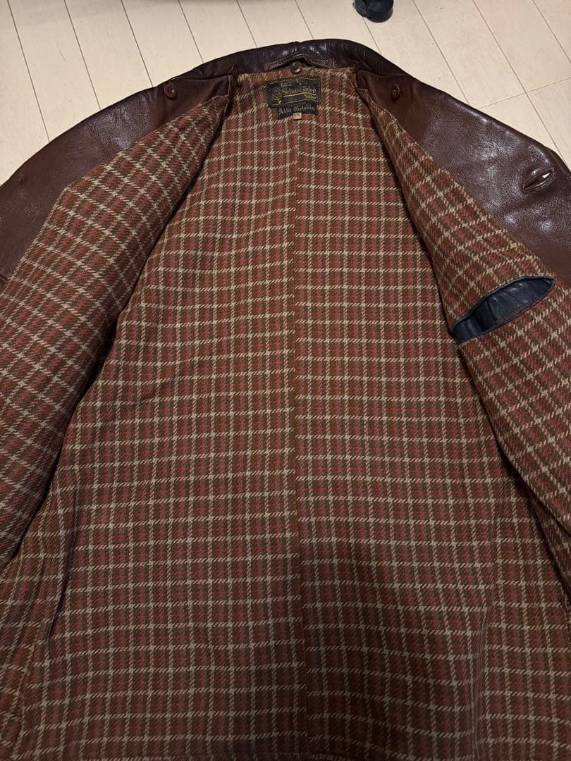 50s レザー　ヴィンテージ　カーコート　ブラウン