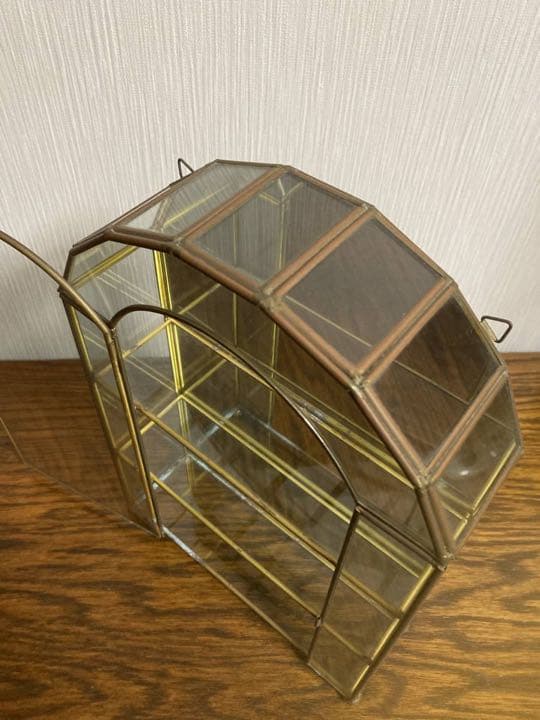 ＊クリスマスセール♪＊訳あり ビンテージ☆アーチ型ガラスショーケース 真鍮 収納