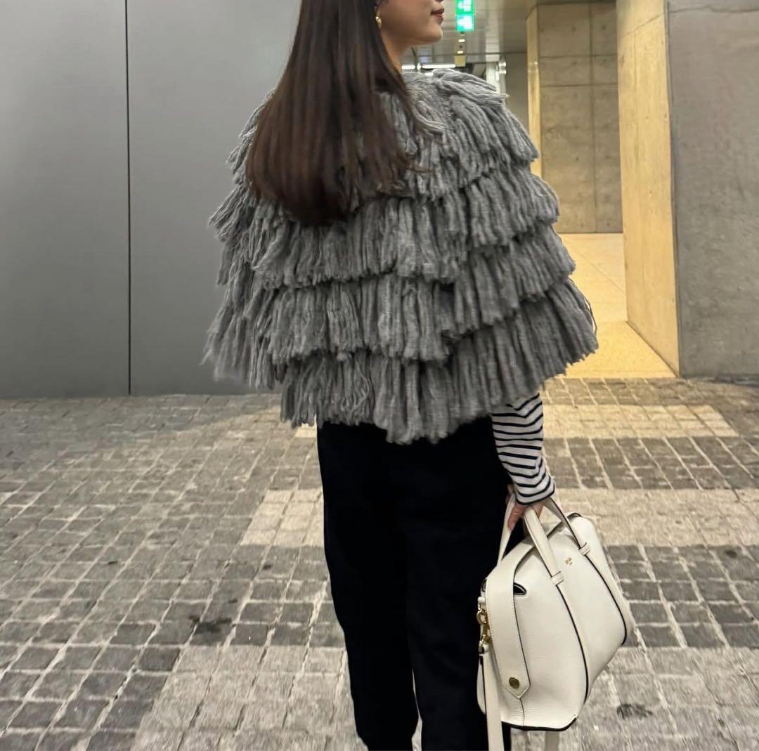 ESTNATION エストネーション ティアードニットケープ　フリンジ ボレロ