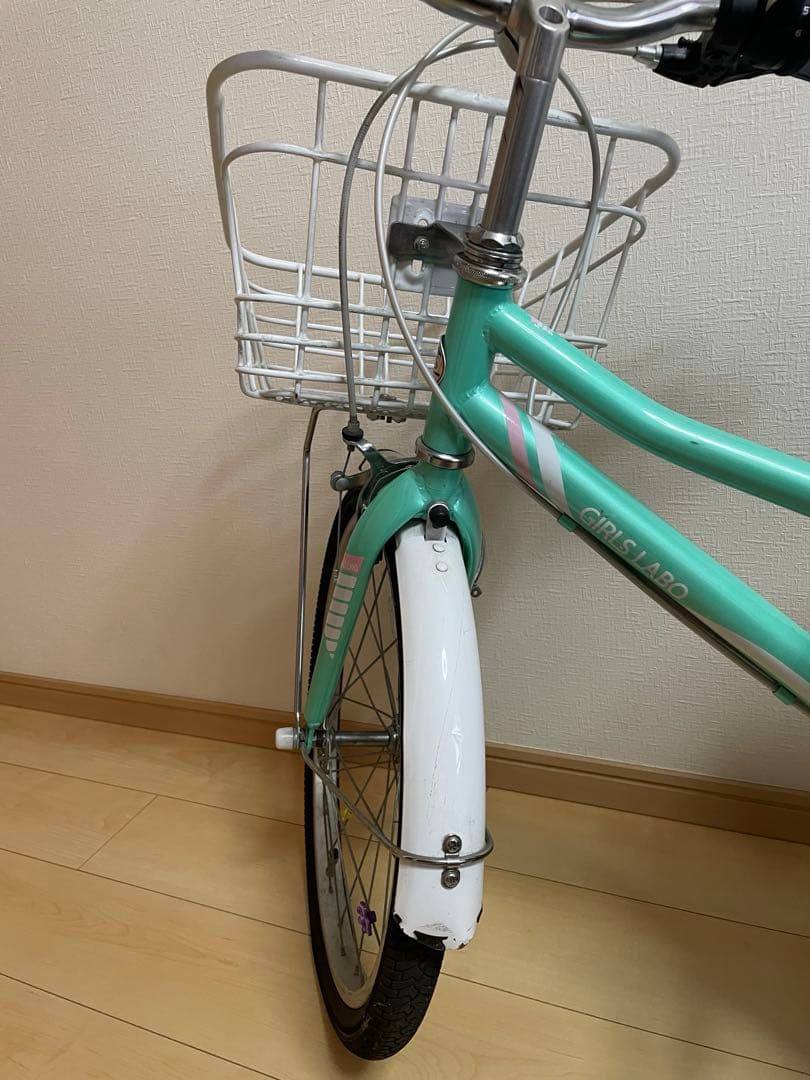 【引取り希望】子供用自転車 ミントグリーン20インチ 前面バスケット付き
