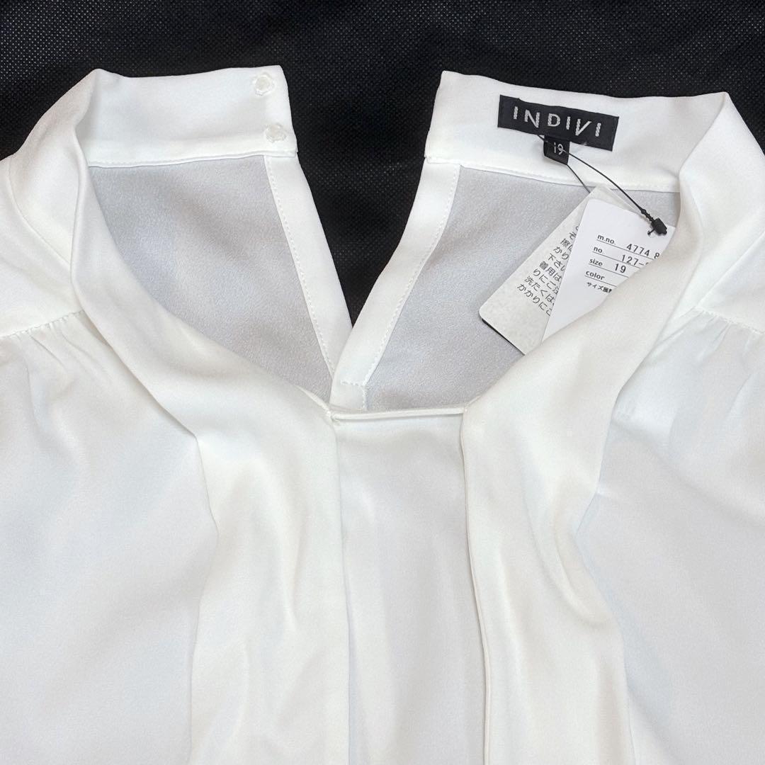 タグ付新品✨24SS完売 INDIVI ボウタイブラウス 白 大きいサイズ19号