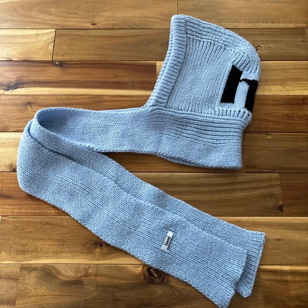 【値下げ！】hood knit hood scarf BLUE