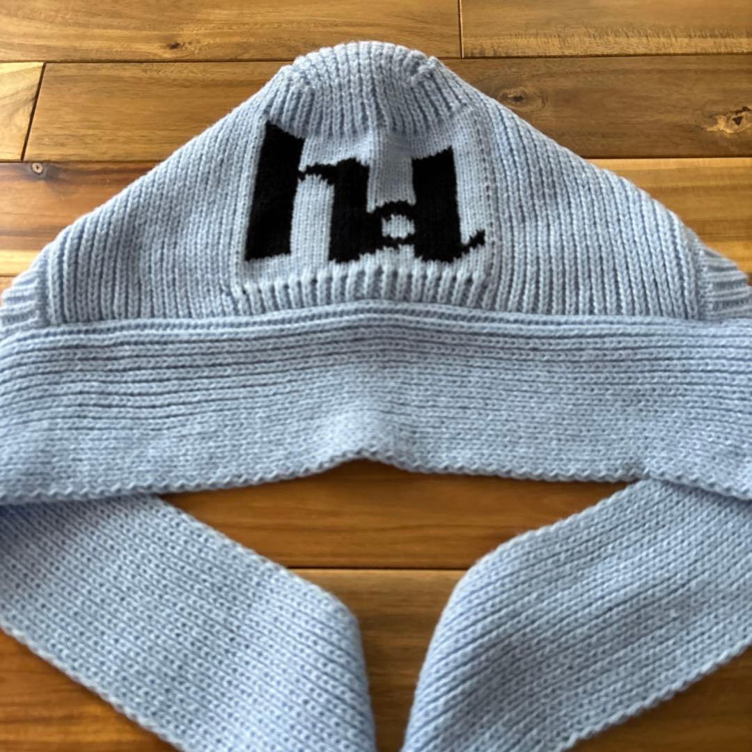【値下げ！】hood knit hood scarf BLUE