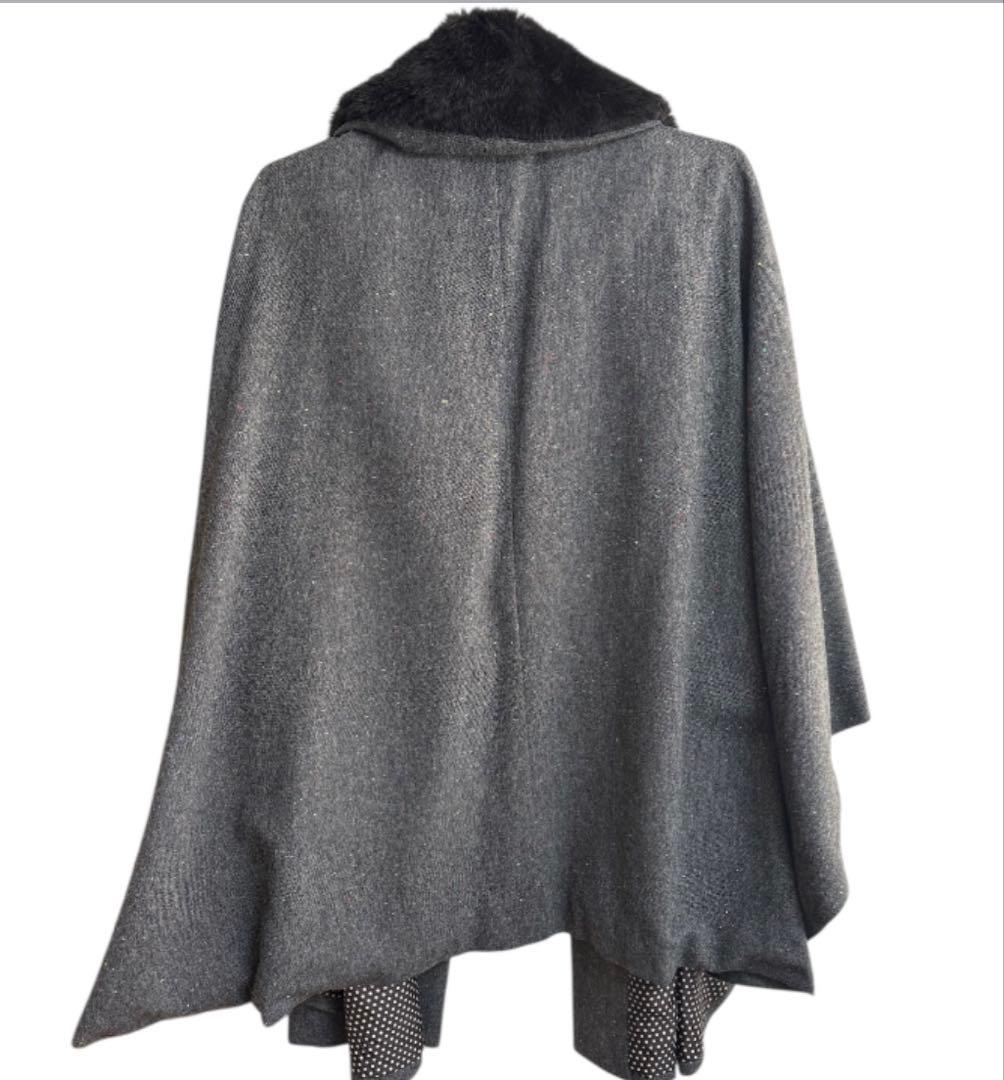 【未使用】ヒロミチナカノ ケープコート 和装・洋装兼用 ファー脱着可 グレー