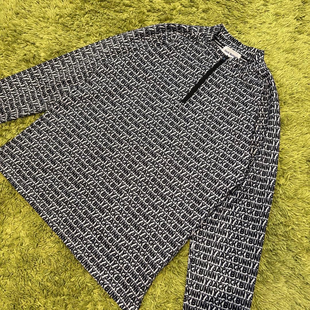 JackBunny ジャックバニー 長袖ハーフジップ 総柄 メッシュ サイズ2