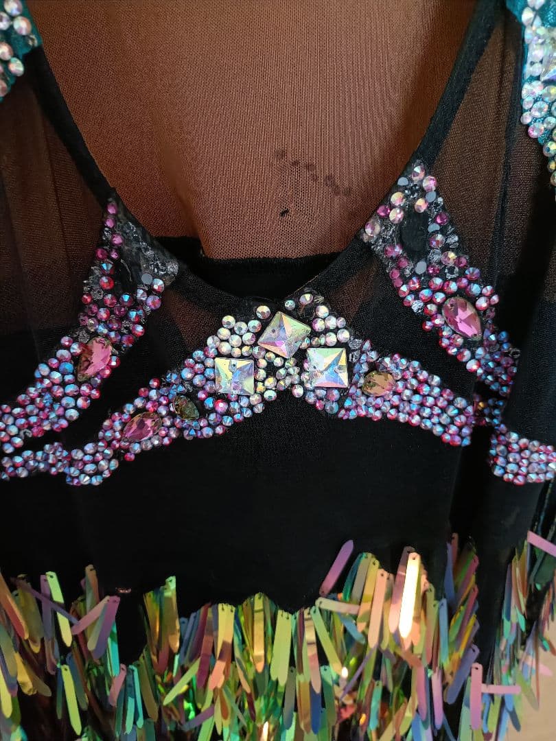 社交ダンス用ビーズ装飾ドレス