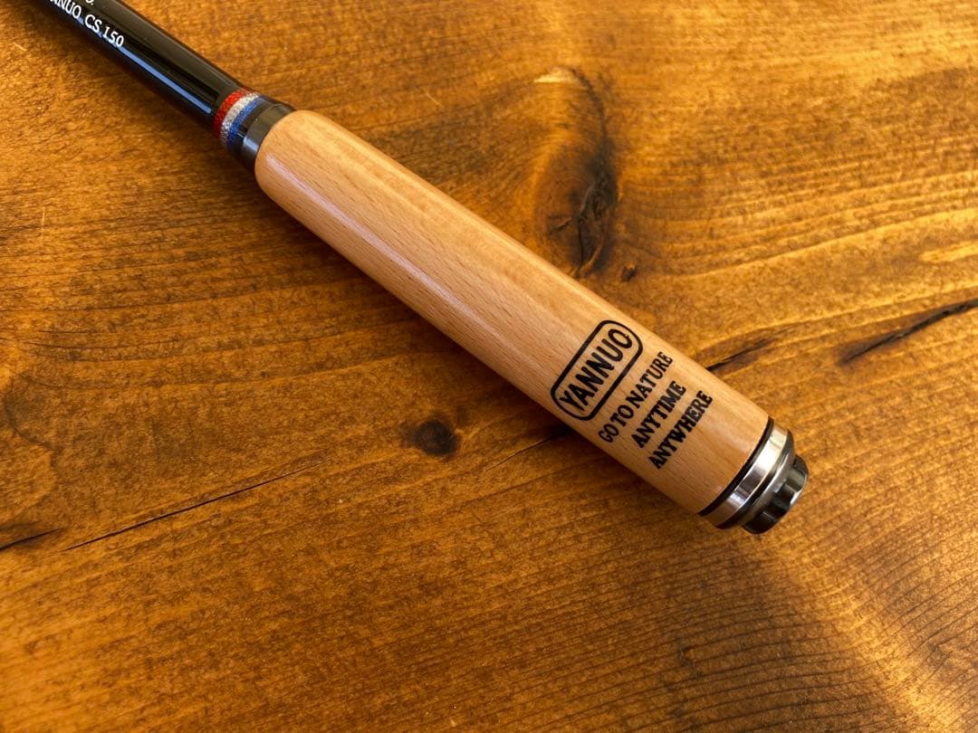 小物釣り竿　タナゴ竿　150cm ウッドグリップ　振り出し竿　ブラック×ホワイト