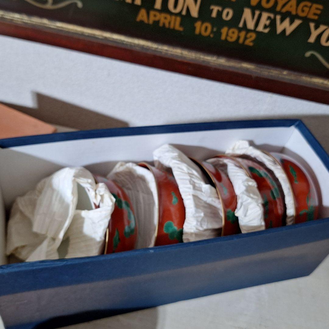 【未使用級】たち吉 魚藻文 雑煮碗 5客揃 蓋付き お碗 縁起物 共箱入