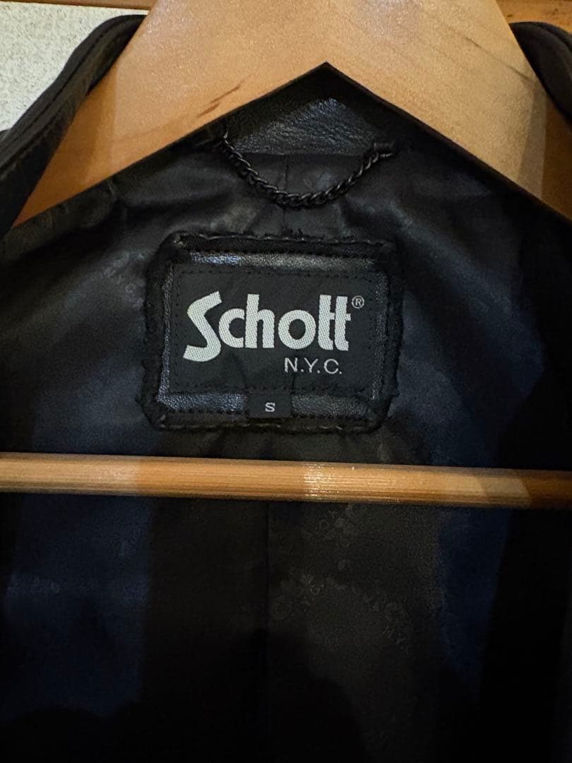Schott セミダブルライダースジャケット S 黒