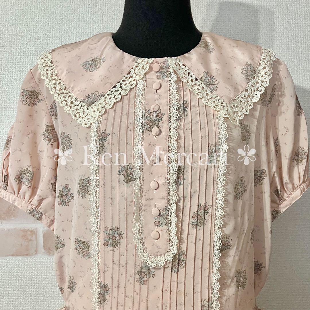 田園詩 ベビーピンク チューリップの花籠ワンピース