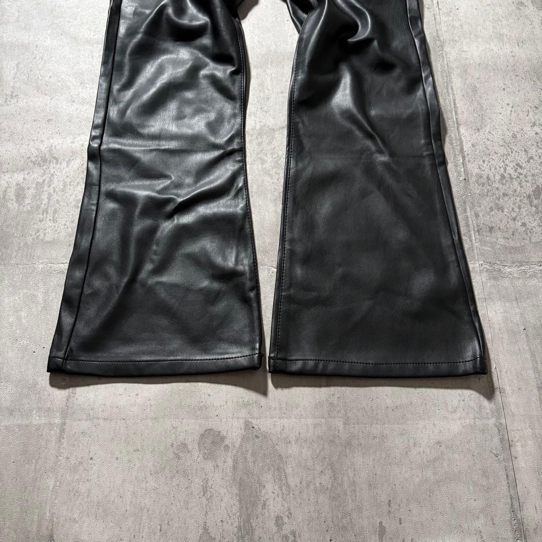 パンツ 00s leather flare pants y2k dark wear