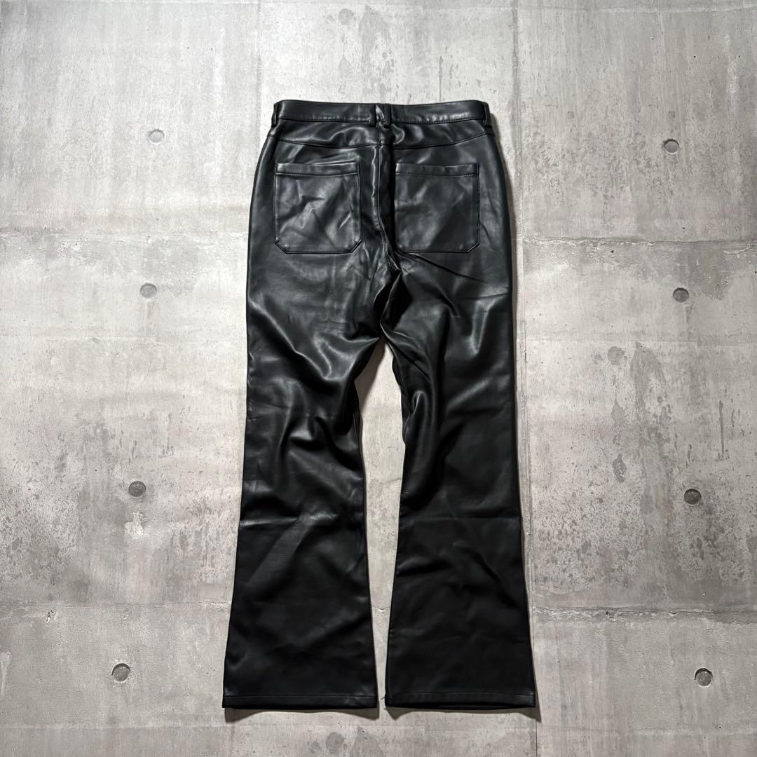 パンツ 00s leather flare pants y2k dark wear