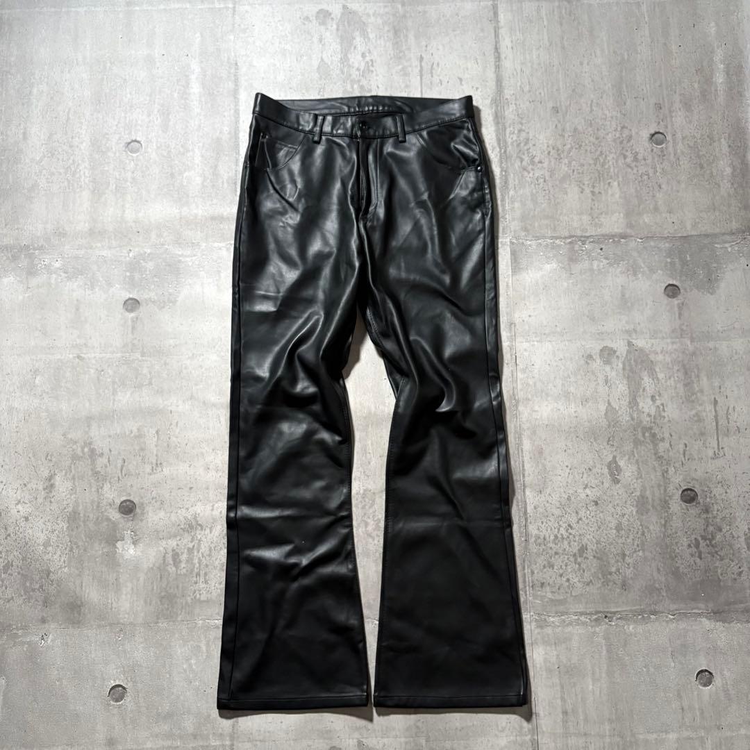 パンツ 00s leather flare pants y2k dark wear