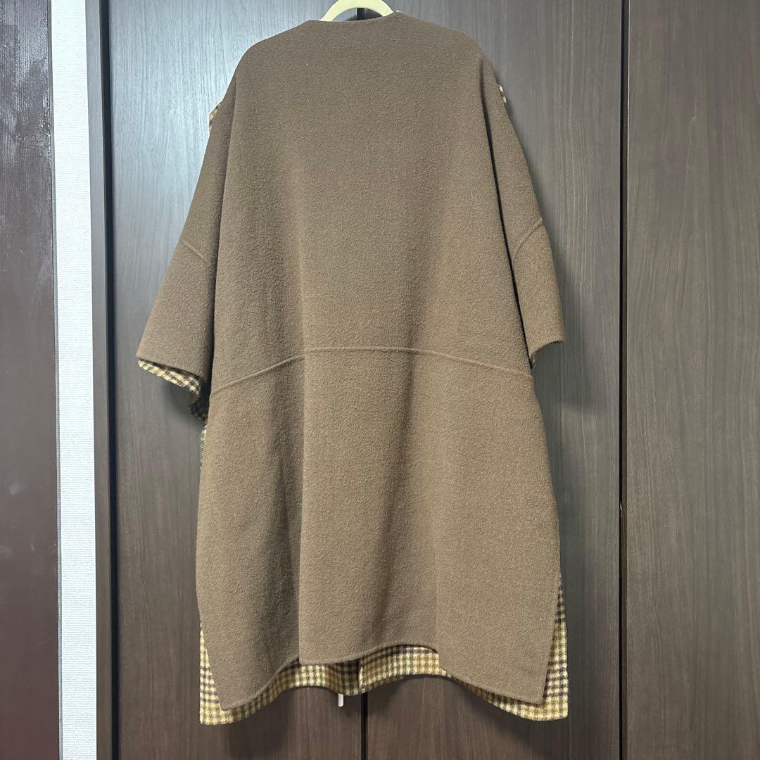 リバーシブルコート　ブラウン　チェック　lephil ルフィル