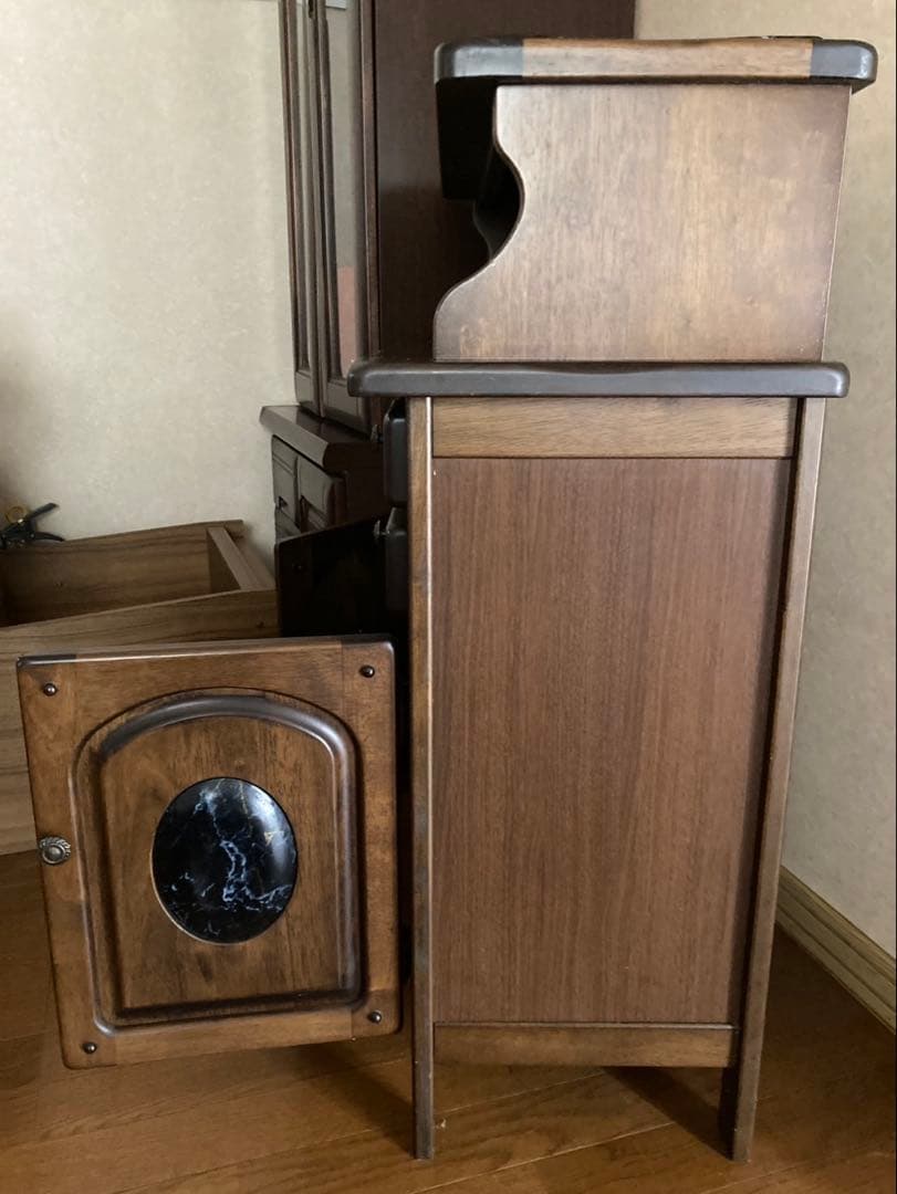 【カリモク/ karimoku】 大理石調W68×H70 キャビネット 電話台