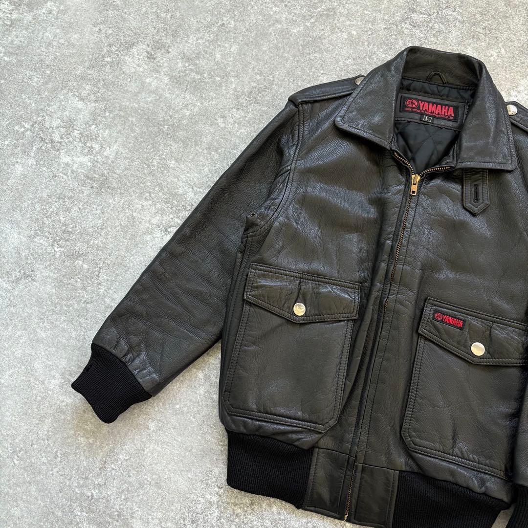 【YAMAHA】 ヤマハ A-2 レザージャケット フライトジャケット ブラック