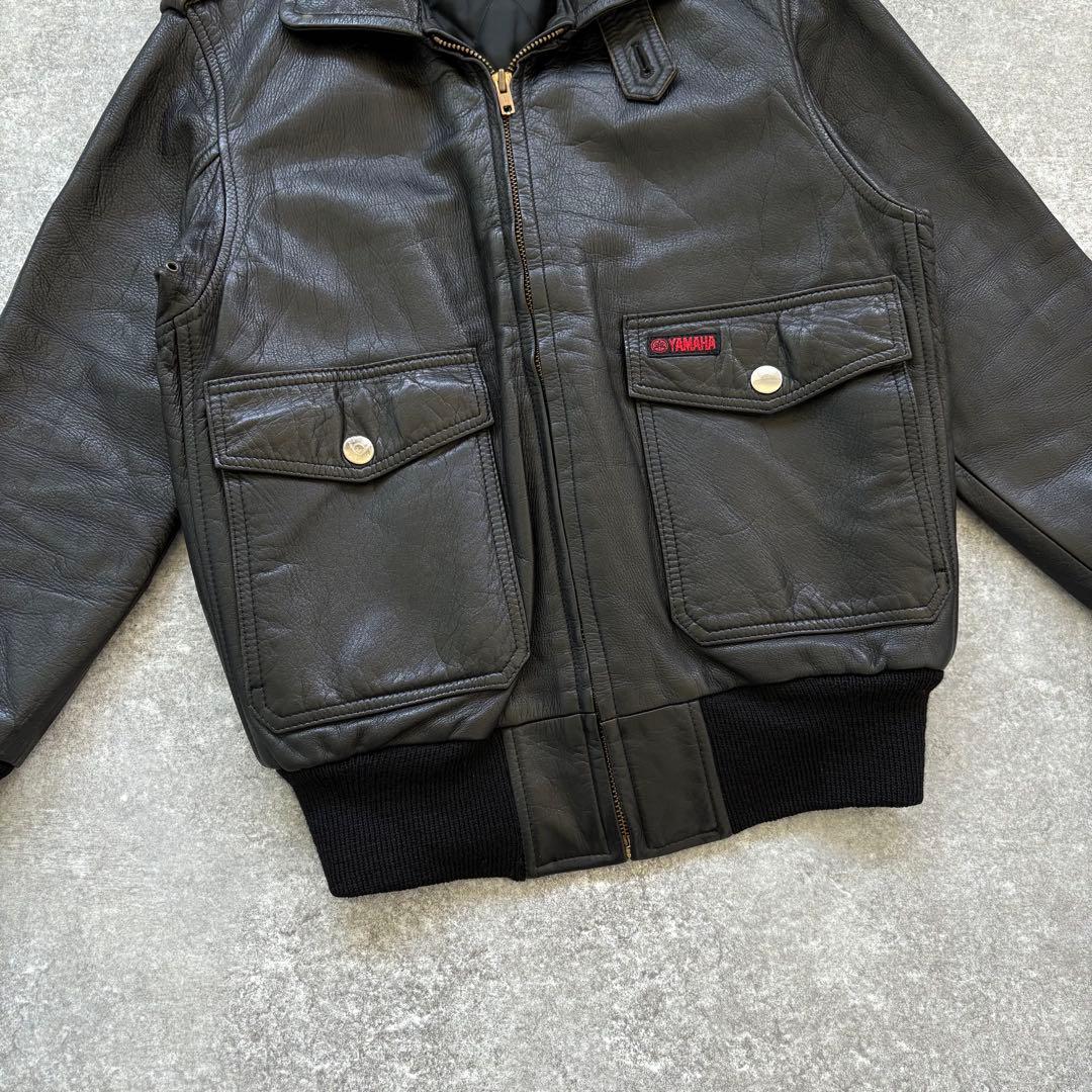 【YAMAHA】 ヤマハ A-2 レザージャケット フライトジャケット ブラック